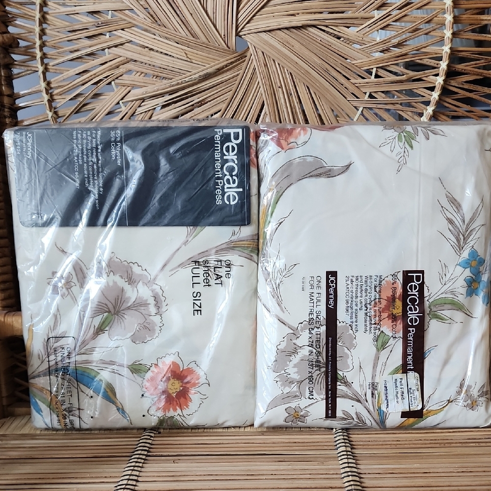 Vintage JCPenney full size flat & fitted sheet set new - Mystic Harbor